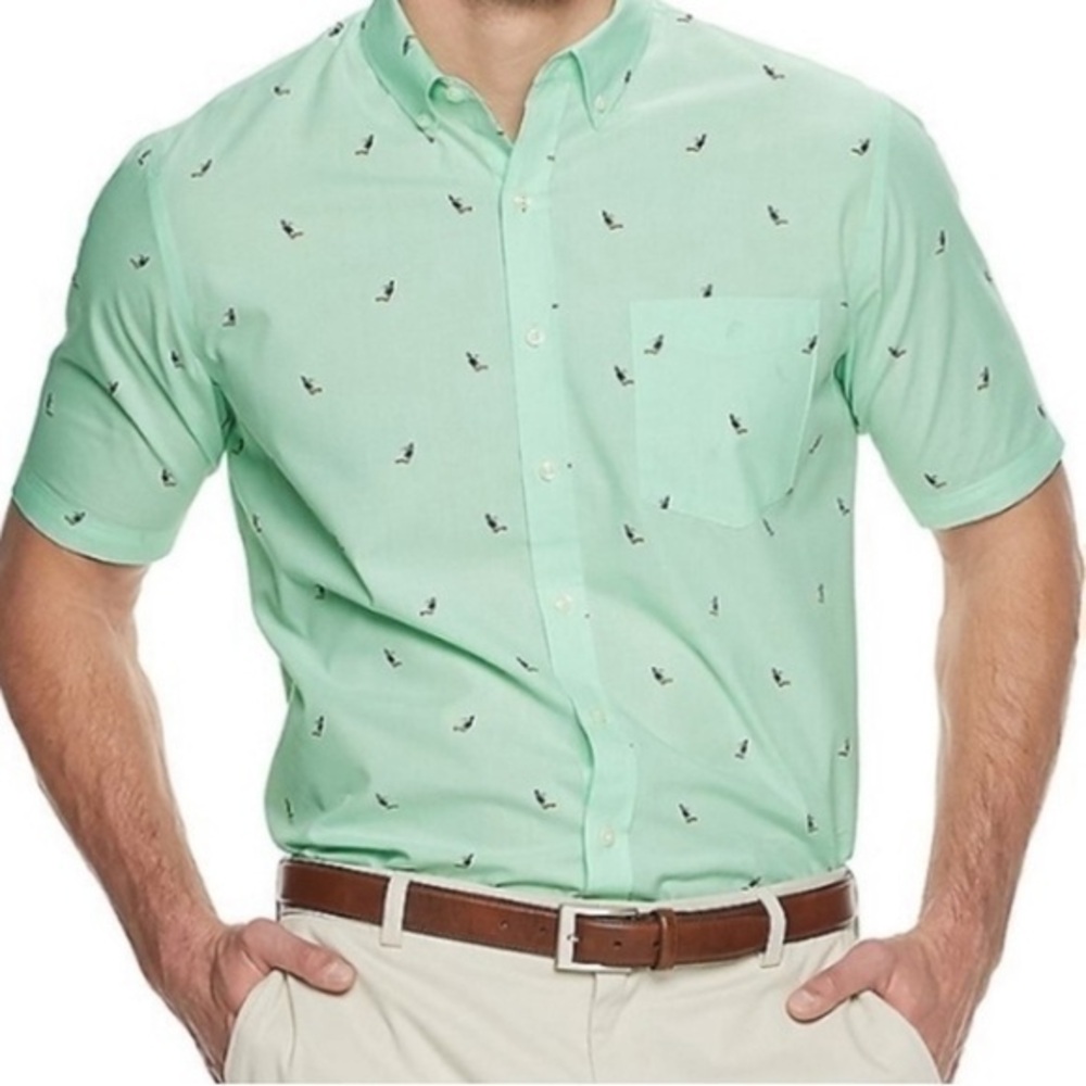 XL Croft & Barrow Toucan Vacation Tropical Button Down Shirt Plus Size XL - Picture 1 of 5